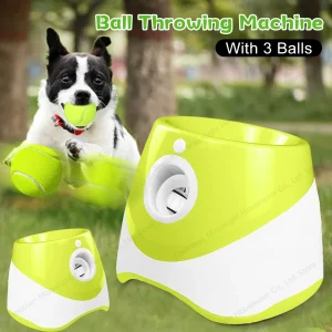 Pet Prime Automatic Dog Ball Thrower Launcher Interative Dog Fetch Machine with 3 Tennis Balls
