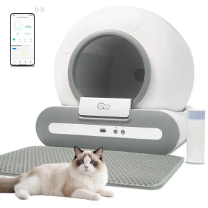 DOEL 65L Self-Cleaning Cat Litter Box App Control, ONLY Supports 2.4G WiFi w/Litter Mat &Trash Bags